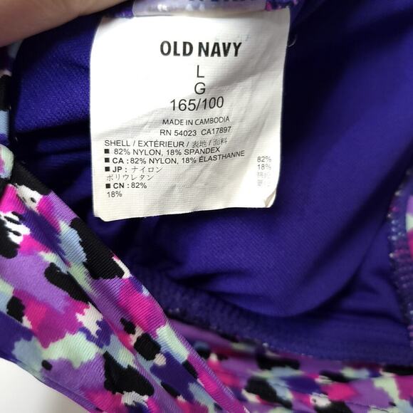 Old Navy Bikini Top Size Large Purple Black Pattern Padded Swim Top Swimsuit​​ - Picture 7 of 9